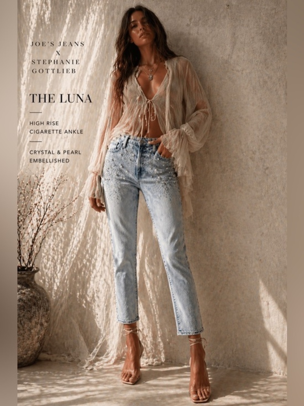 Joe’s Jeans Luna Stephanie Gottlieb Crystal Pearl Light Wash Blue Jeans 29 NWT